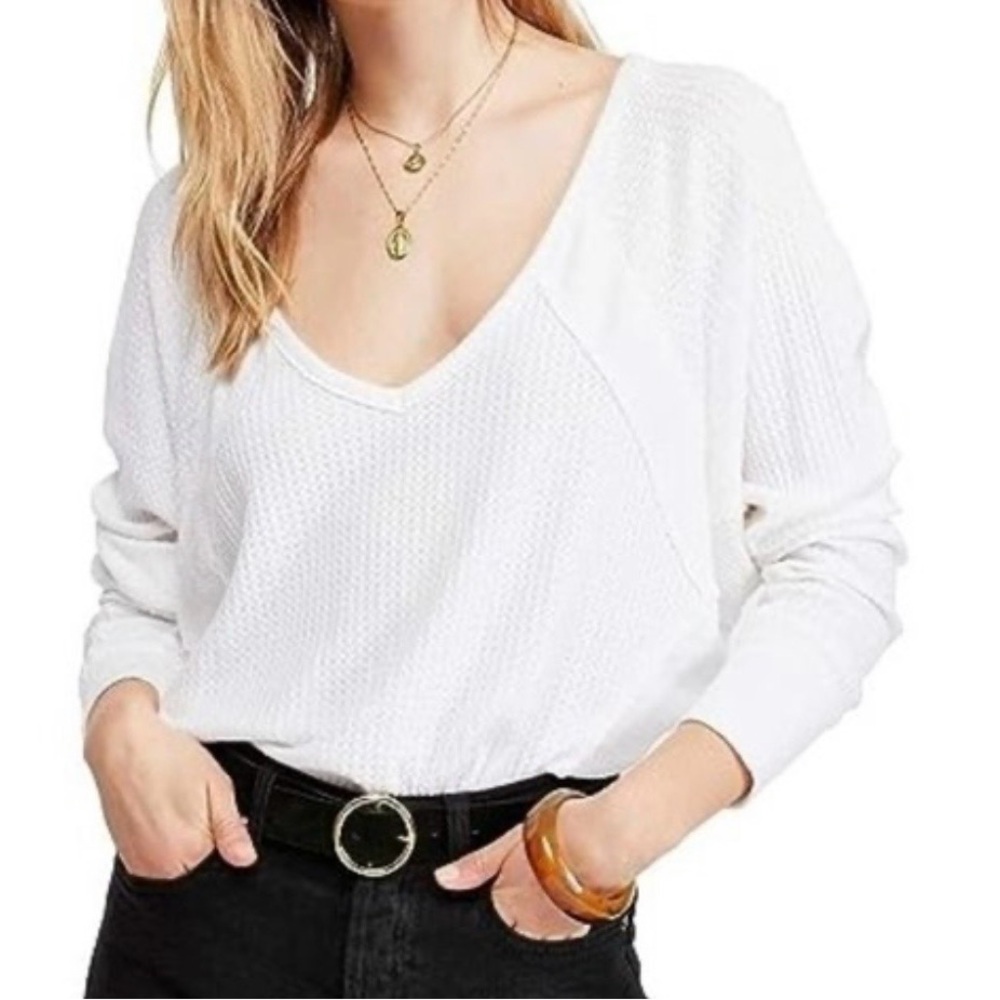 NWT Free People “We the Free” Santa Clara women’s thermal waffle shirt S $68